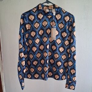 NWT Blue and Cream Floral Patterned Shirt